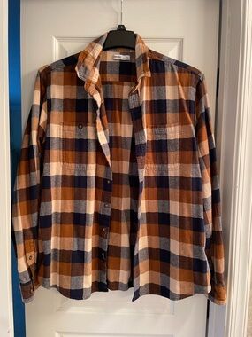 Sonoma XXL Men's Plaid Flannel Shirt - Brown & Navy Checked 100% Cotton